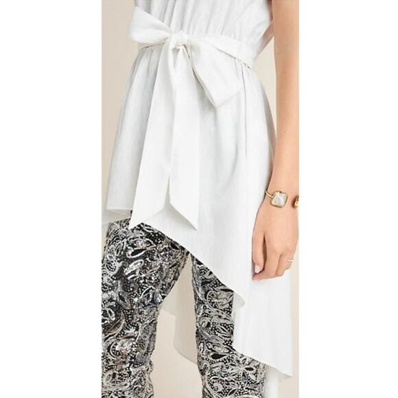 Anthropologie SB Sachim + Babi Ivory Drape Textured Sleeveless Blouse Size XS - Picture 3 of 10